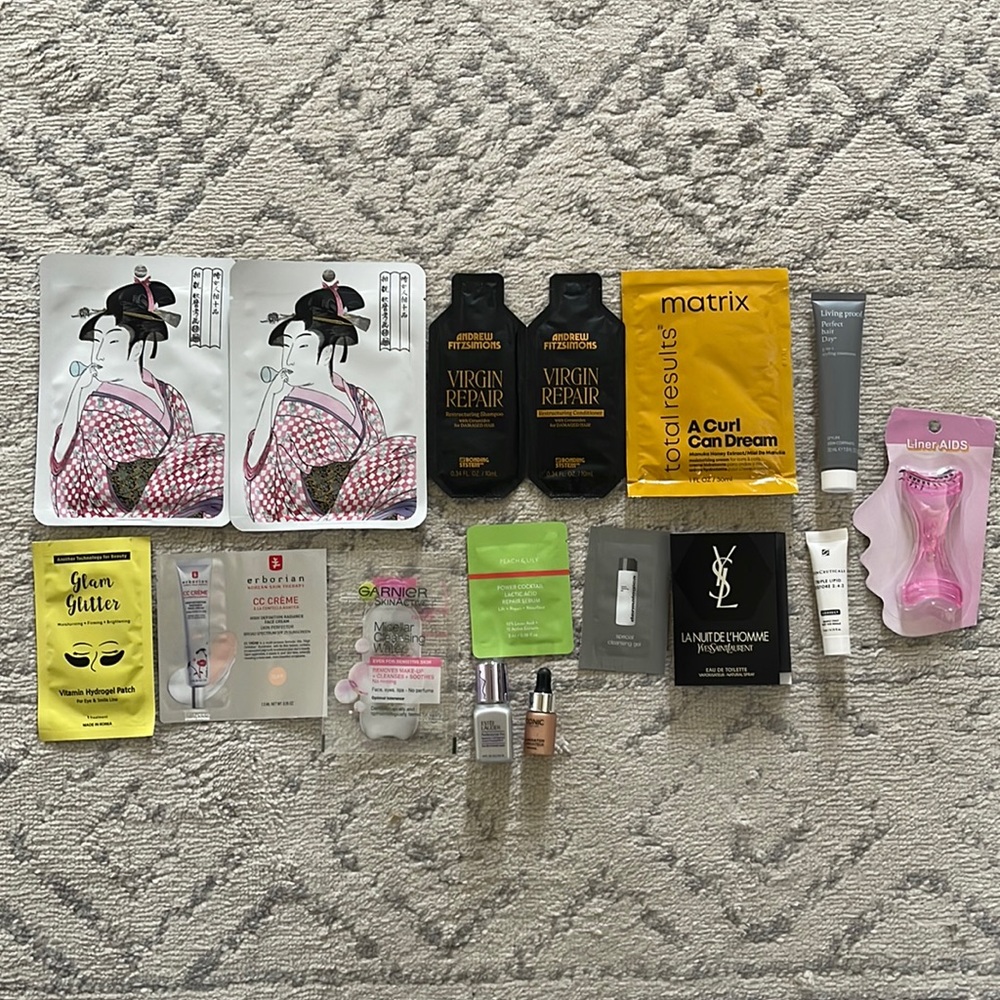 15 Hair and Skin Sample Pack with K-Beauty items